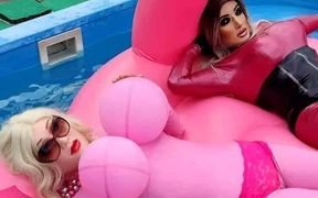 Dolls in the pool