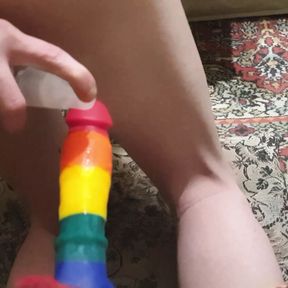 Cd anal solo riding dildo