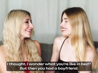 1st Lesbo experience. That babe likes gentle kisses, large sextoy in taut vagina and loud orgasms.