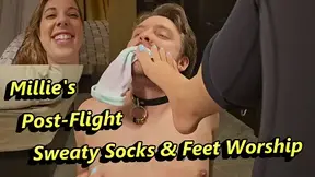 Post-Flight Sweaty Socks & Feet Worship - Millie Morgan - Real Sweaty Socks and Foot Worshiping!