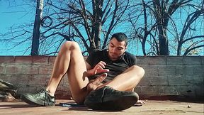 Muscular man outdoor Muscular man &mdash;  Big penis masturbation until cum