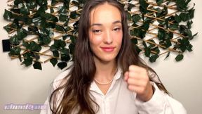 Petite brunette therapist takes POV joi and pounded