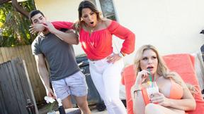 ”MILF'S BOY Step Mom understands why Stepson can't concentrate next to the big boobed prof”