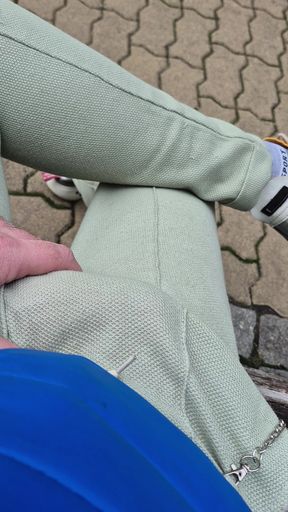 Bulgarian fat cock gets hard on a public park bench