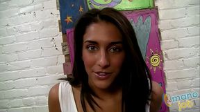 Is this the biggest facial you'_ve seen a beautiful brunette like Mischa Brooks take?