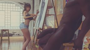 Curvy art student fucks the model's huge black dick