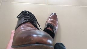 Shoe Sniffing POV - Italian Leather Dress Shoes Smell so Good Deep Breathing - Manlyfoot