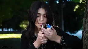 Outdoor Interview With Raven-Haired Beauty Zarina Smoking