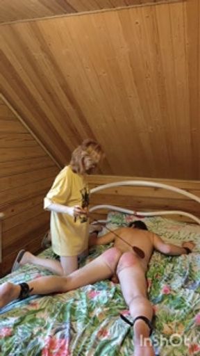 Wife spanked her husband in the ass