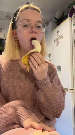 Eating a banana