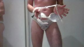 Going down the stairs of the building in my panties!