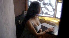 Busty Hottie Rides Reverse Cowgirl
