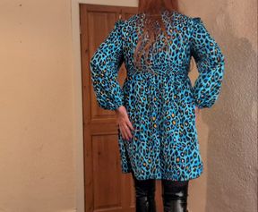 Short Dress, Long Boots & Tasty Cum Mmmmmm