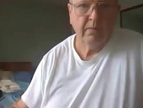 old man jerking his big dick