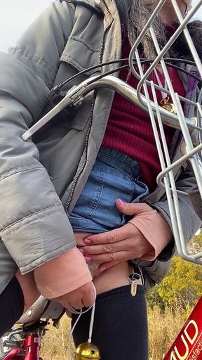 No.129 Cycling with My Tucked-up Pussy Exposed Part 4