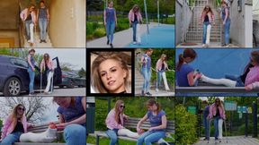 Bonnie LLWC Crutching in the Park with Foot Play (in HD 1920X1080)