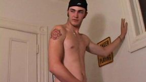 After stripping off his clothes Christian Wilde grabs his cock and starts stroking. He works his dick, as he watches a porn video and eats the precum that emerges while fingering his ass. In no time Christian spews an amazing cum load onto his chest.