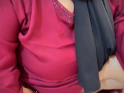Arab Chubby Pussy & Huge Ass Hijabi BBW Used sex toy & Pussy Play Almost Caught in parents Bed Room