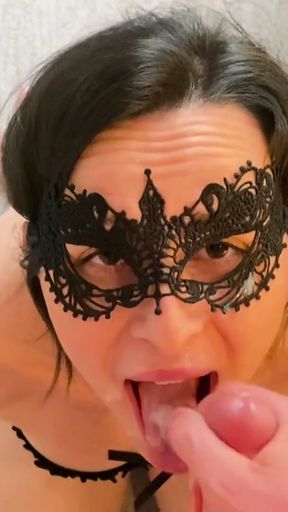 Victorian-era prostitute gives a blowjob and takes a facial   Clip 2