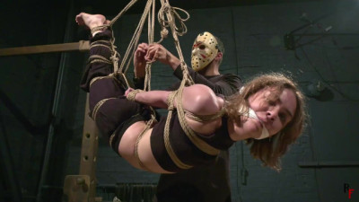 Gaya's first serious bondage experience, tight ropes, suspension and hogtie