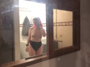 Emily Rose’s window! Squirt session after the gym!