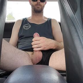 POV. Car wank and cum at the local park.