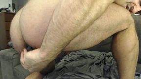 Hairy Dad Plays with His Hole