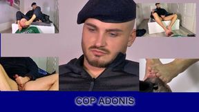 hot barefoot COP Adonis and Ben cum and foot worship
