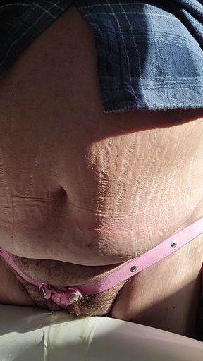 Micropenis Michael Skotnik pees out of his new hair