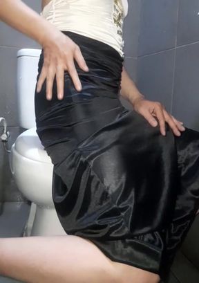 Masturbating Wearing Satin Silk Singer Gown