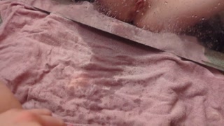 MESSY PISS PLAY ON THE MIRROR!!