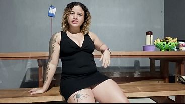 Sexy MILF in lingerie shows off big tits while begging for BBC
