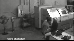 Co workers masturbating in lustful office warehouse