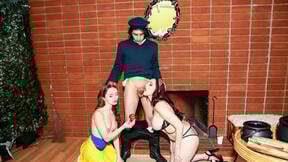 Magic mirror makes the queen horny for a free use threesome