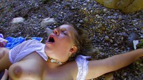 Horny chubby mature woman gets on a good cock on the beach