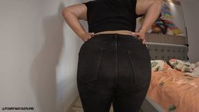 Farting in tight black jeans