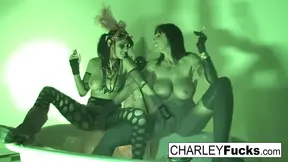 Busty Alia Janine and Charley's hot lesbian action