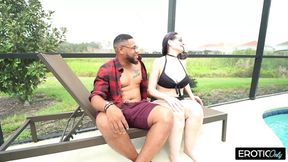 Chubby MILF mounts big black cock and gets a facial