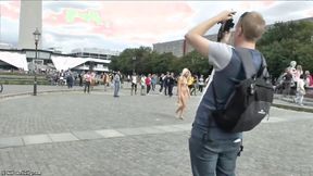 ”Blonde Czech teen showing her sexy body naked in public”