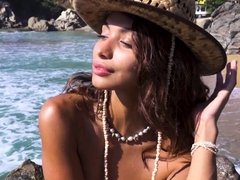 Tiny Mexican teen beauty beach posing