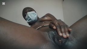 Masked Ebony Goddess Rubbing Her Thick Clit - Hot Solo Tease!