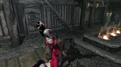 Skyrim futa succubus gets a 3some with dp outside in public