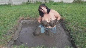 Light Blue Jeans and Topless Mud Play