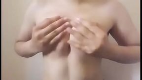 Horny Tunisian plays with her boobs