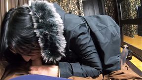 Sweet Valentine gift - Blowjob &mdash;  sex and plenty of cum on my long fur hooded jacket 245 - preview