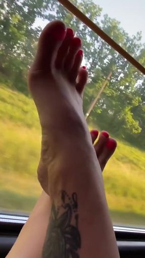 Feet in train