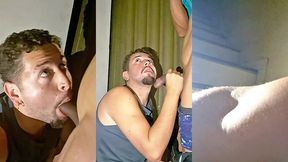 i almost got caught by the apartment owner because i was secretly sucking off the married straight guy—with his huge black cock—in the building stairwell.