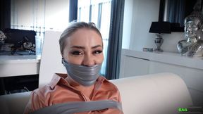 Aubrey - Secretary in Tape Bondage FULL Bondage + 3 Gag Video MP4 HD