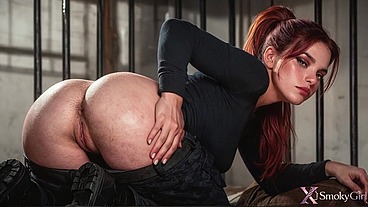 My redhead prison guard shared a cigarette with me...and her juicy pussy!! I’m so glad to be locked up...I'm a sex slave for her!! [AI]