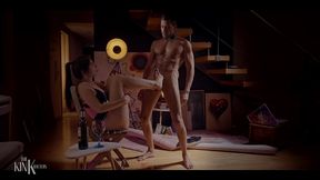 domina let submissive drink and cum on her feet!